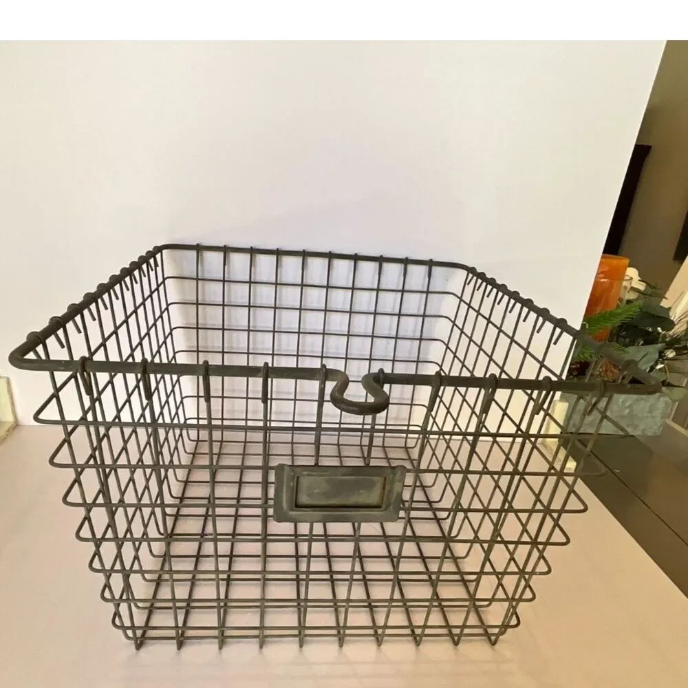 Vintage wire locker basket; metal basket great for storage